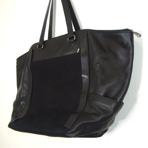 Betabrand Black Leather and Canvas Bag Overnight Tote Duffle Super Quality - Picture 12 of 16